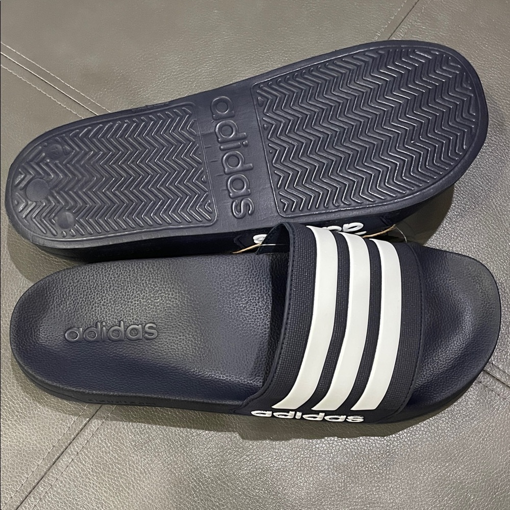 Adidas Dark Blue and White Slide Cloudfoam Sandals